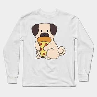 Pug eating a pizza Long Sleeve T-Shirt